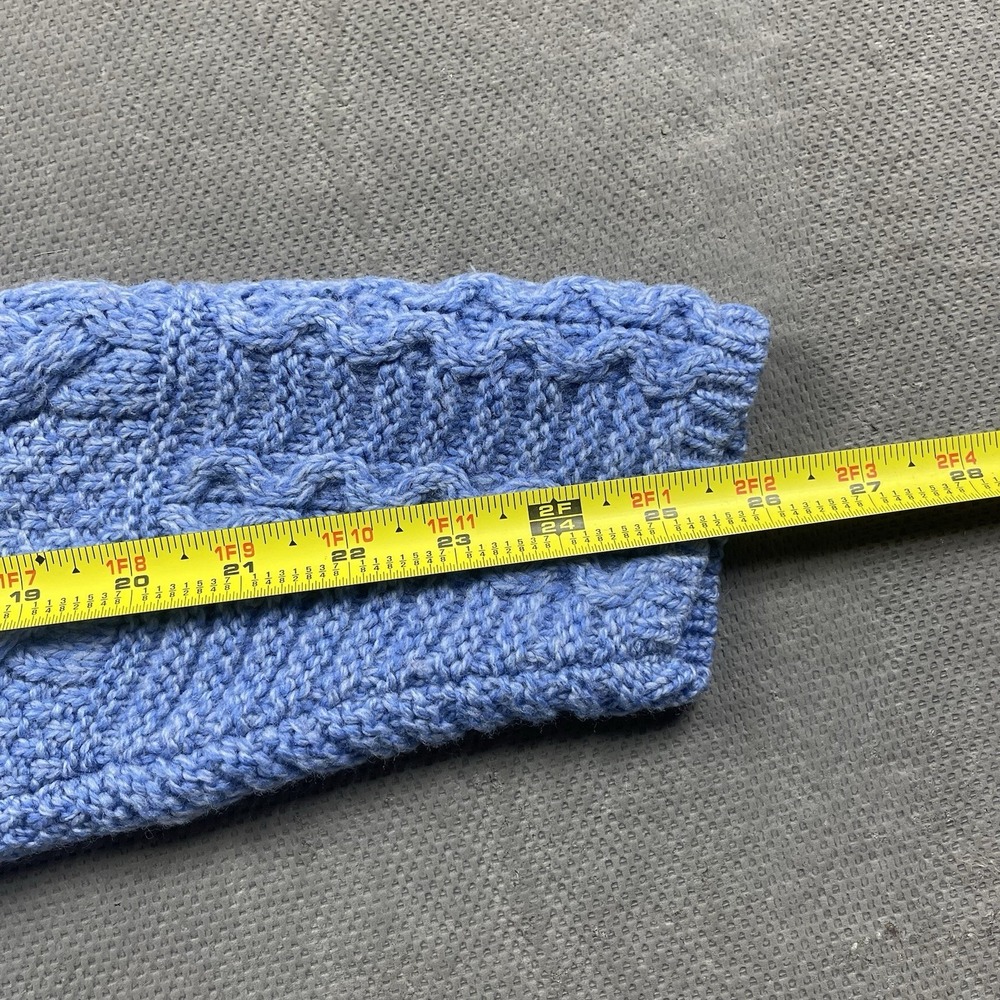 Aran Sweater Market Sweater Womens XXL Blue Cable Knit Full Zip Hooded 100% Wool - Picture 8 of 9